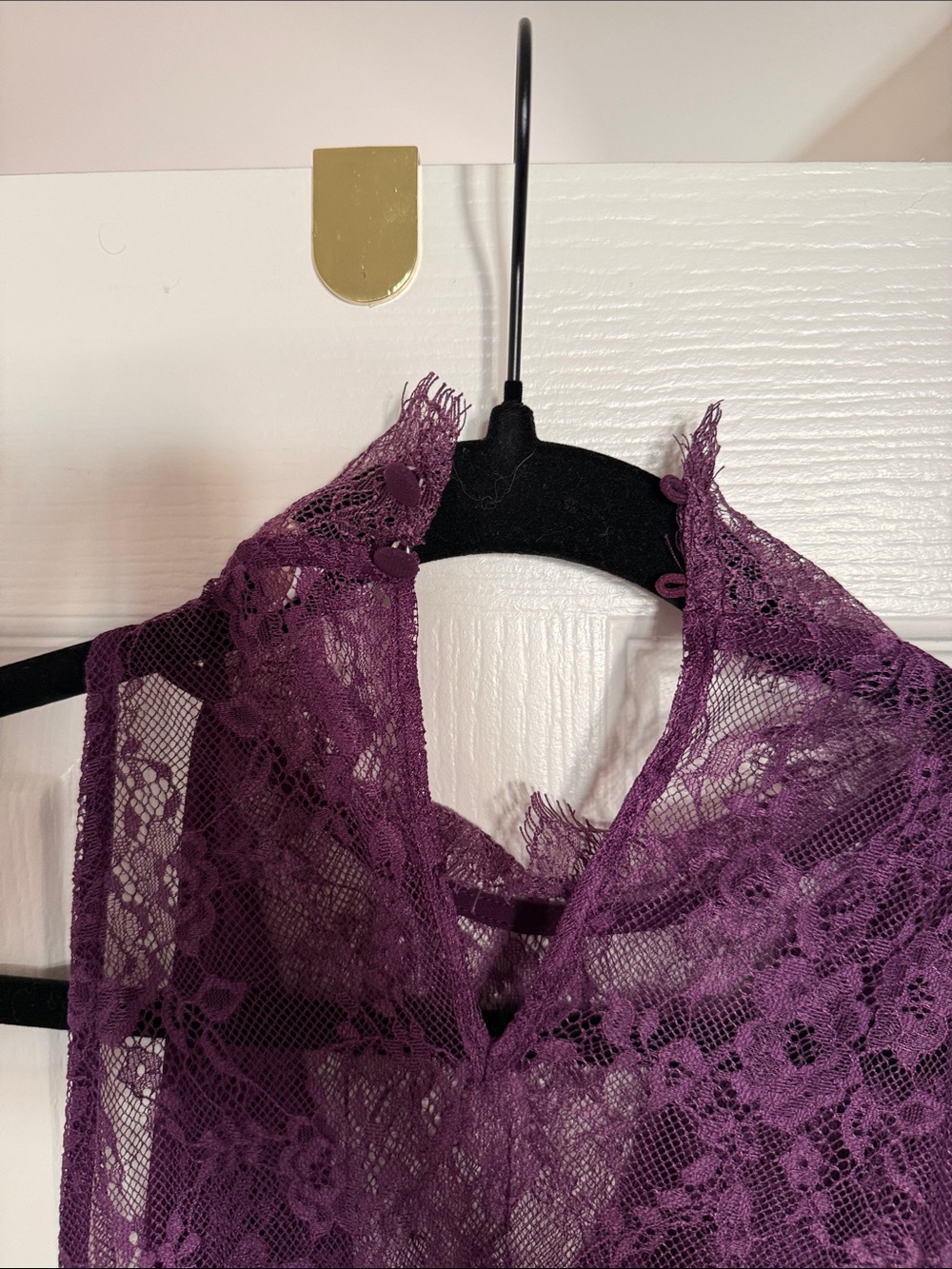 Meshki Arra Chiffon And Lace Halter Maxi Dress - Plum - Picture 12 of 13